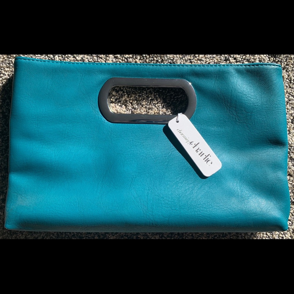 Charming Charlie Dark Teal/Silver Clutch Purse